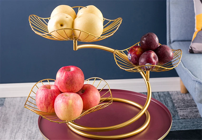 Creative Iron Three Layer Fruit Basket Storage Basket Living Room Fruit Basket home Decorative Dessert Holder Organizer