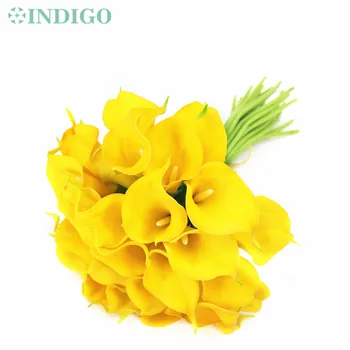 

INDIGO - 23 PCS/Lot PU Calla Real Touch Yellow Calla Lily Decorative Flower Artificial Flower Wedding Flower Free Shipping