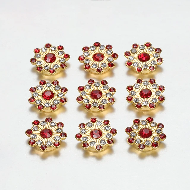 50/100pcs 14mm Rhinestone Cabochons for DIY Jewelry Making Colorful Glass Crystal Core Gold Bezel Brooch Patch Decor Accessories Red