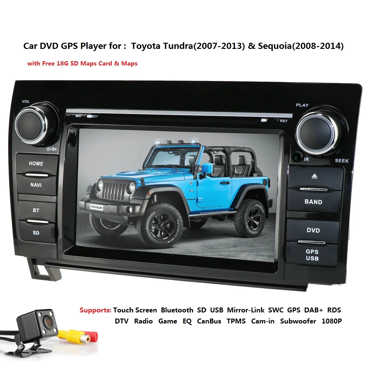 Best forToyota Tundra2007-13 In Dash GPS Navigation DVD Car Stereo Bluetooth MP3 Radio RDS AM/FM 3G SWC IPOD CANBUS SD USB BT CAM MAP 2