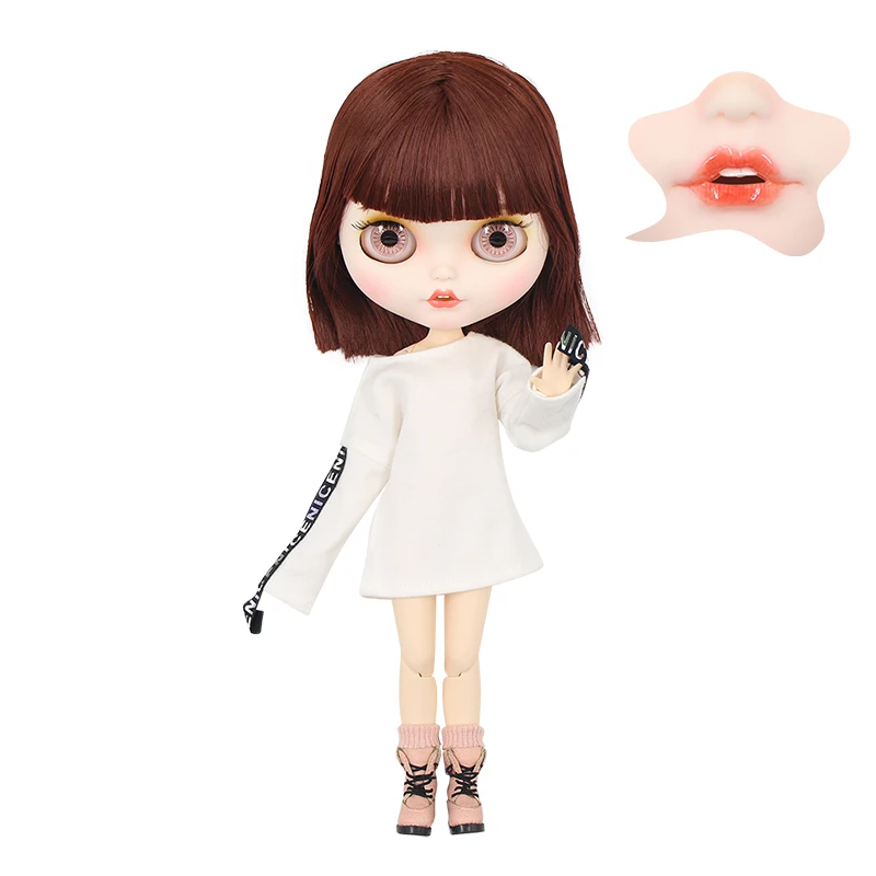 ICY Nude Blyth кукла белая кожа резные губы открытый рот матовые индивидуальные лица сустава тела красные волосы № 0362