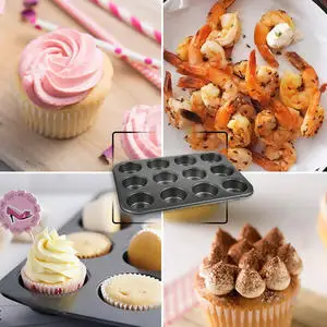 

4 shapes 12Holes Baking Round Cake Mould Coated Baking Pan Oven Appliance Baking Nonstick Cake Mould