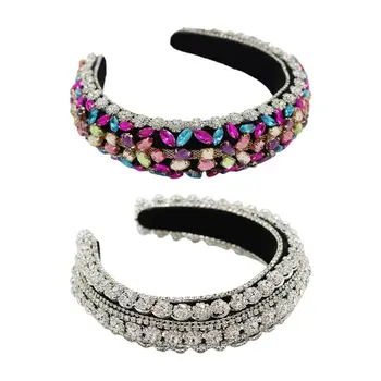 

Women Baroque Tiaras Wide Headband Girls Luxurious Crystal Rhinestones Hair Hoop Headwear X4YA