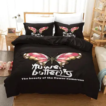 

Flowers Butterfly Bedroom Decor Black Bedding Set 100% Soft Microfibe 1PC Duvet Cover with Pillowcases No Comforter Drop Ship