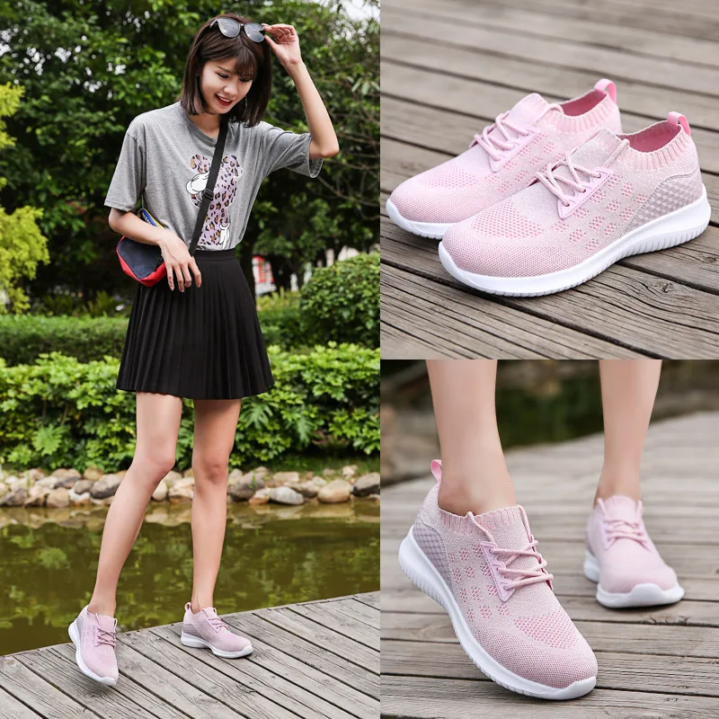 

2019 New Style Fly Weaver Shoes Casual Sports Shoes Women's Korean-style Breathable Lightweight Students Running Shoes Versatile