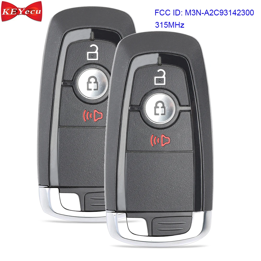 

KEYECU 2pcs OEM for Ford Edge Ecosport Explorer F-150 F250 F350 Fusion Remote Control Car Key Fob 315MHz M3N-A2C93142300