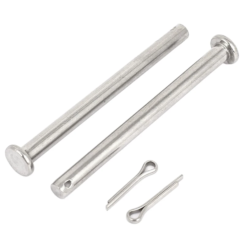 304 Stainless Steel Flat Head Round Clevis Pins Fastener M5x60mm 5pcs