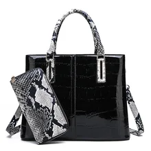 Роскошные сумки женские элегантные сумки дизайнерские сумки через плечо из крокодиловой кожи женские Змеиный кошелек сумка-мессенджер 2 комплекта