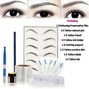 

Hot ! Microblading Practice Skin HandMade Pen Permanent Makeup Eyebrow Tattoo Needle Pigment Kit 2020 New Tattoo Sets #1226 BC