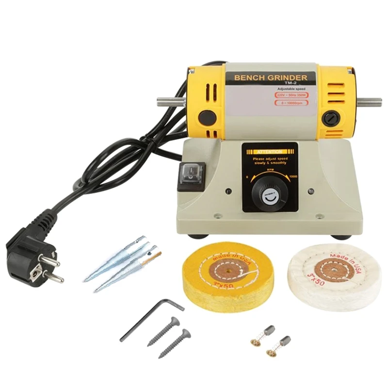 

220V 350W Polishing Machine for Jewelry Dental Bench Lathe Machine Motor Grinder with Accessories(EU Plug)