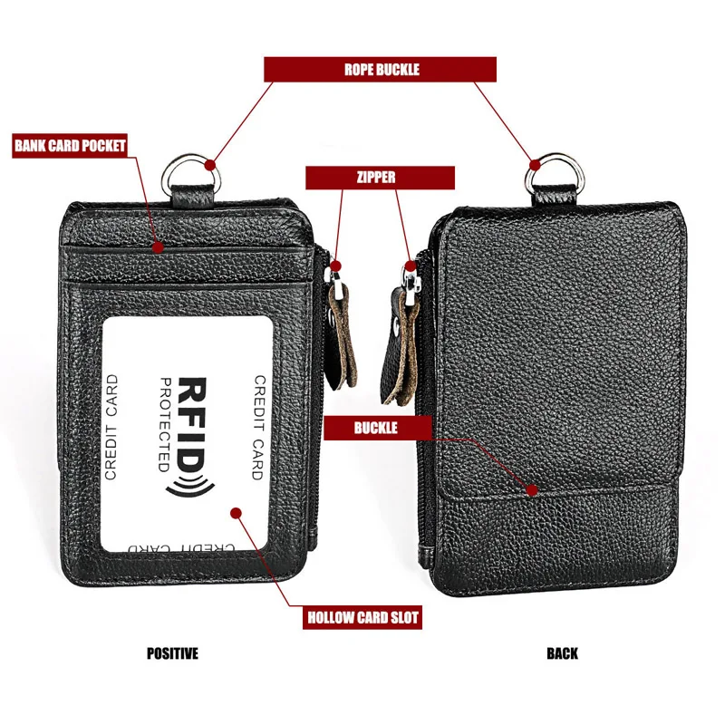 Визитница из натуральной кожи для удостоверения личности/бейджа чехол кошелек с