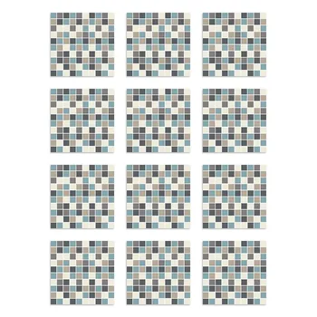 

Panorama Self Adhesive Sticker Tile for Kitchen and Bathroom Made of Vinyl Blue Squared - Peel and Stick Wall Tiles - Tile Stickers - Tile Adhesive - Wall Tiles Self Adhesive