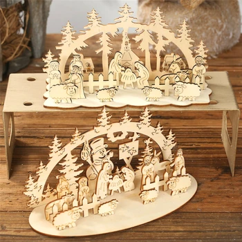 

New Year 2021 Natural Xmas Wood Craft Christmas Tree Ornament Wooden Pendant Decoration Noel Decora Adornos De Navidad 2020 Gift