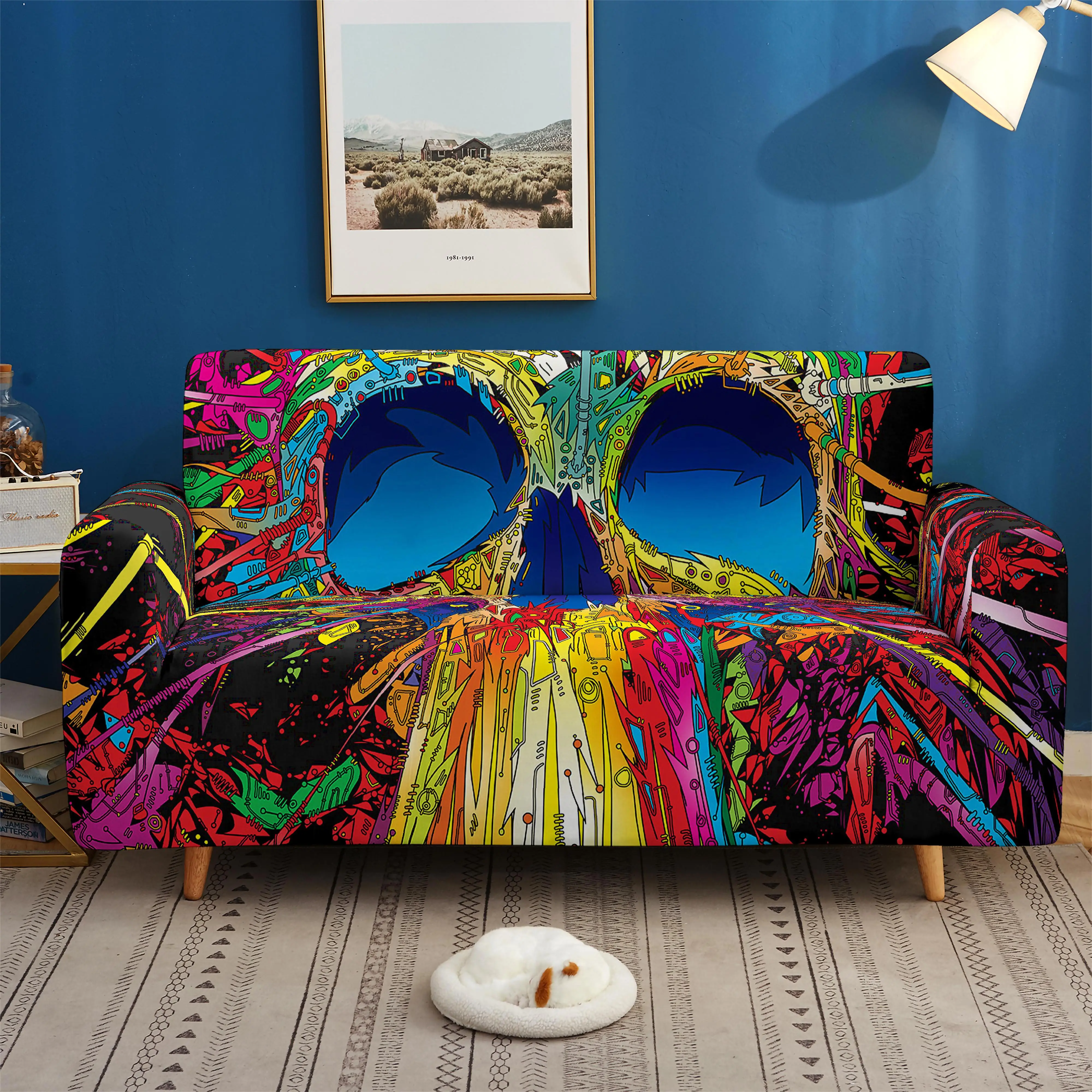 

Sofa cover elastic Skull 3D Elastic Stretch Sofa Cover 1/2/3/4 Seater Sof Slipcover Couch Covers for Universal Livingroom Sofas