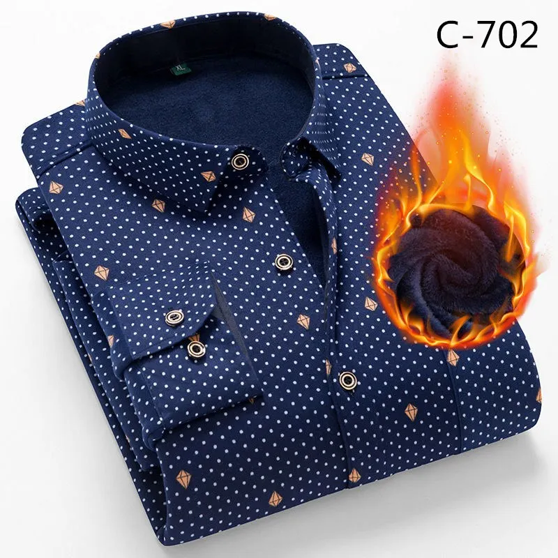 Зимняя рубашка размера плюс 8XL из плотного бархата мужская повседневная