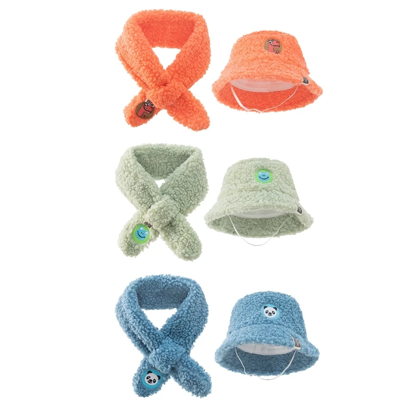 2 Pcs Hat Scarf Set for Kids Toddler Winter Sun Scarf Suits for Girls