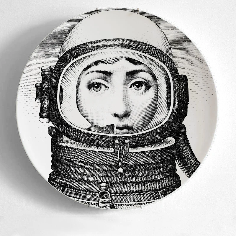 Топ Моды Milan rosenthal Piero fornasetti тарелки цвет черный и белый иллюстрации подвесные блюда образец комнаты дома отель украшения - Цвет: 23