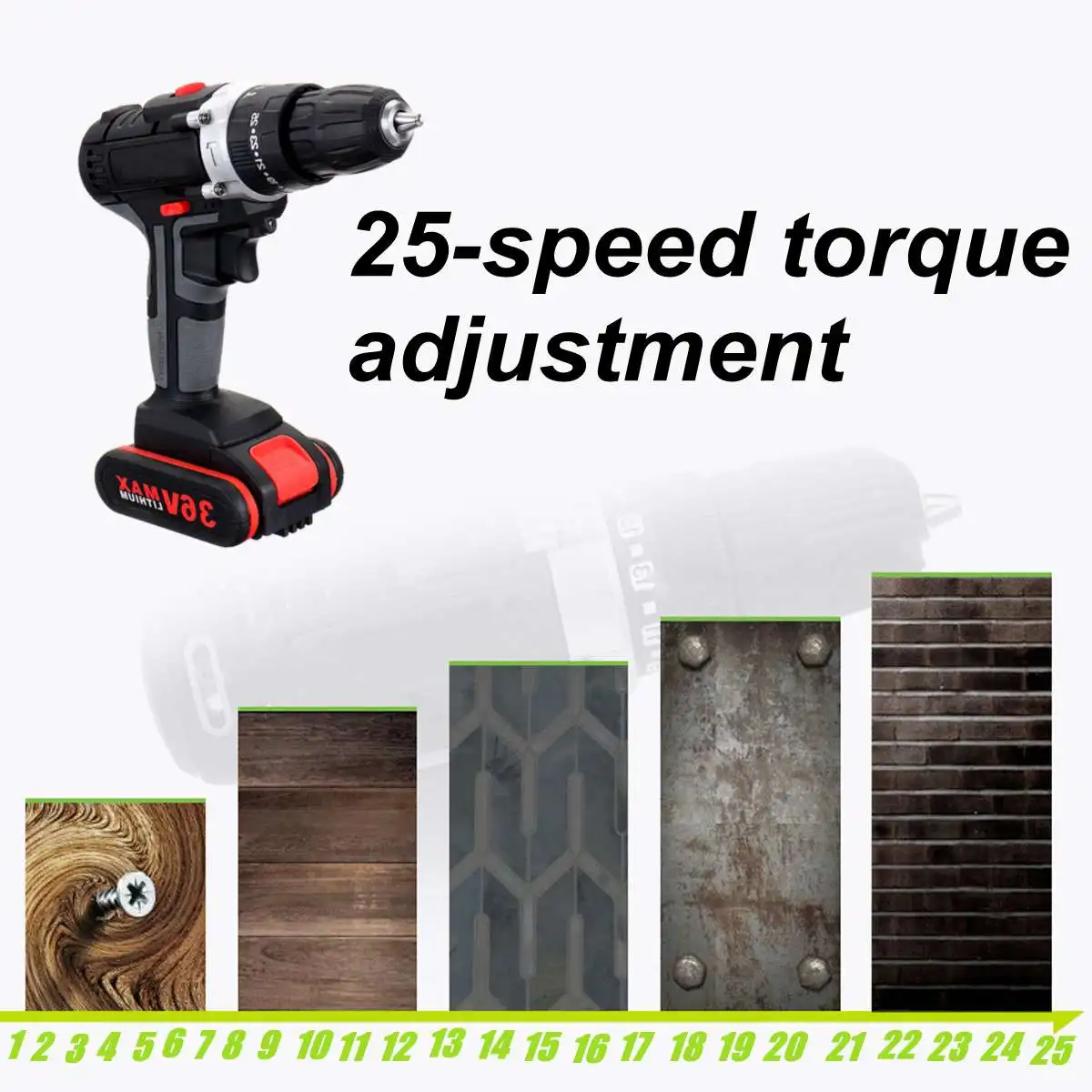 36V 5000mAh 5~ 28Nm 25-speed Torque двухскоростная бесщеточная аккумуляторная электрическая дрель-шуруповерт светодиодный с 1 батареей