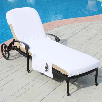 

Universal Pool Cotton Blend Super Soft Portable Lounge Chair Cover Solid Hotel With Pocket Garden Foldable Beach Towel Vacation