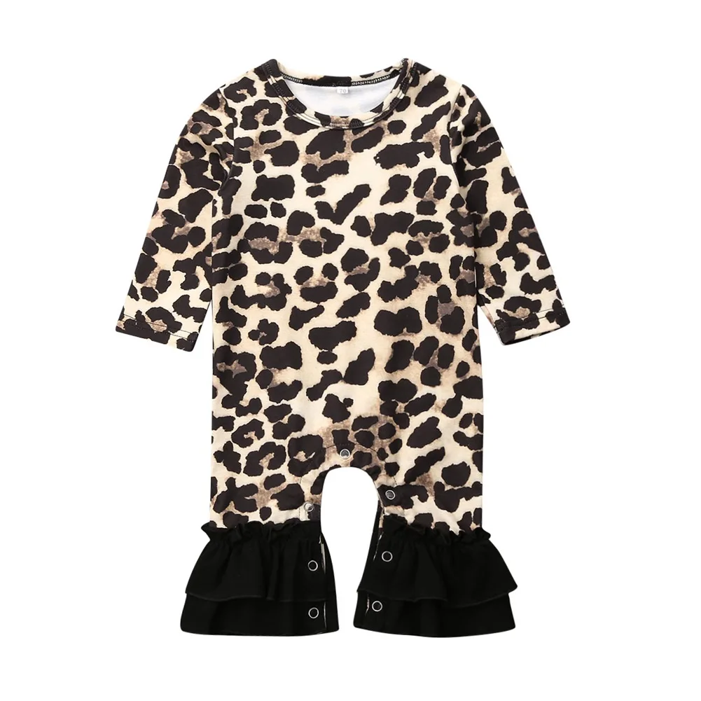 Комбинезон с леопардовым принтом для новорожденных мальчиков и девочек; комбинезон; Пижама; одежда для сна