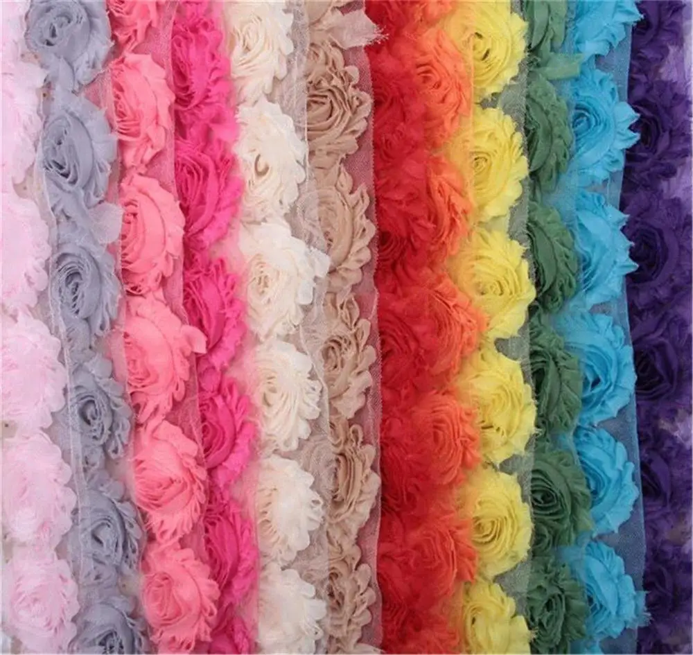 10x Chiffon Rose Flower Embroidered Lace Trim Ribbon Applique Sewing Craft Crochet Vintage Wedding Bridal Dress Clothes | Дом и сад