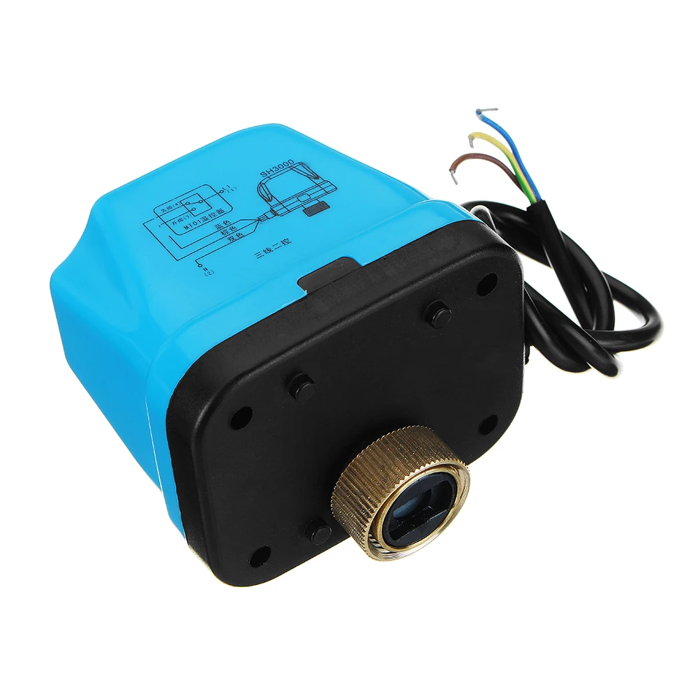 1/2" 3/4" 1" Blue Shell 3 Way Motorized Electric Brass T Ball Valve Wire AC 220V Full Port | Обустройство дома