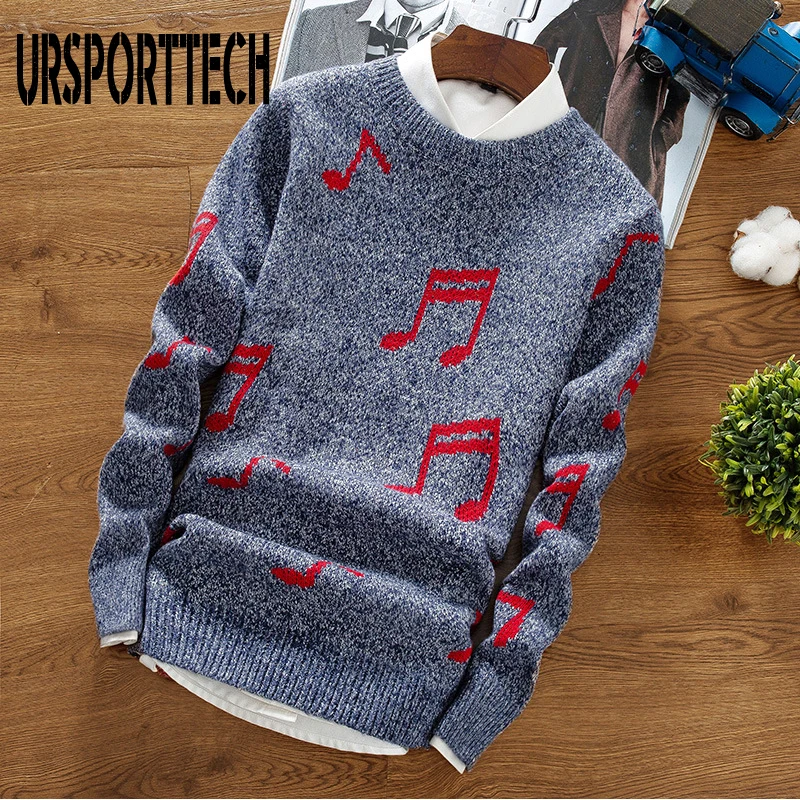 Skup Sweter wysokiej jakości mężczyźni nadruk nut swetry Slim Fit O Neck swetry męskie ubrania 2019 swetry na długi rękaw dla mężczyzn