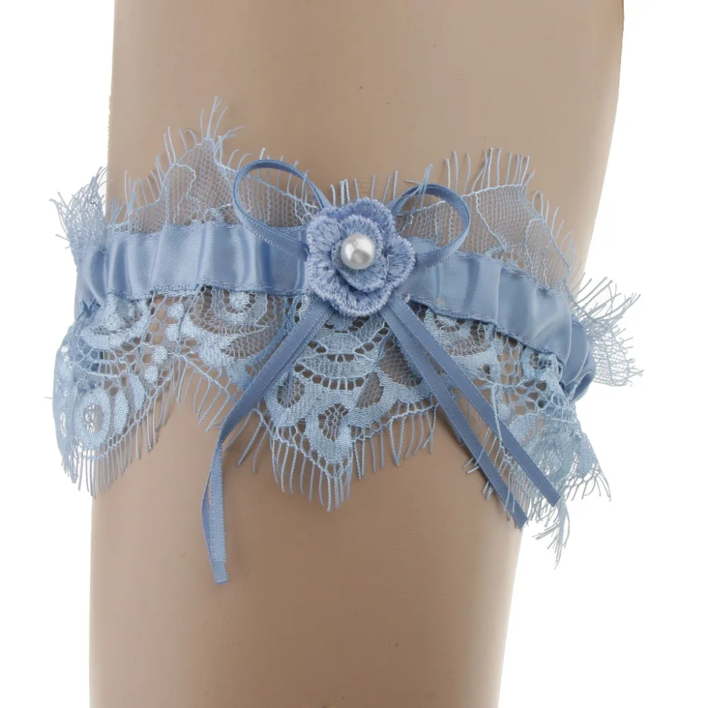Элегантные Синие свадебные кружевные подвязки с жемчугом с бантом, вечерние платья, свадебные вечерние подвязки, подарок