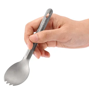 

1 Pcs Home Camping Trip Picnic Fork Titanium Fork Spoon Ultra-Light High Hardness Pure Titanium Spork Cutlery