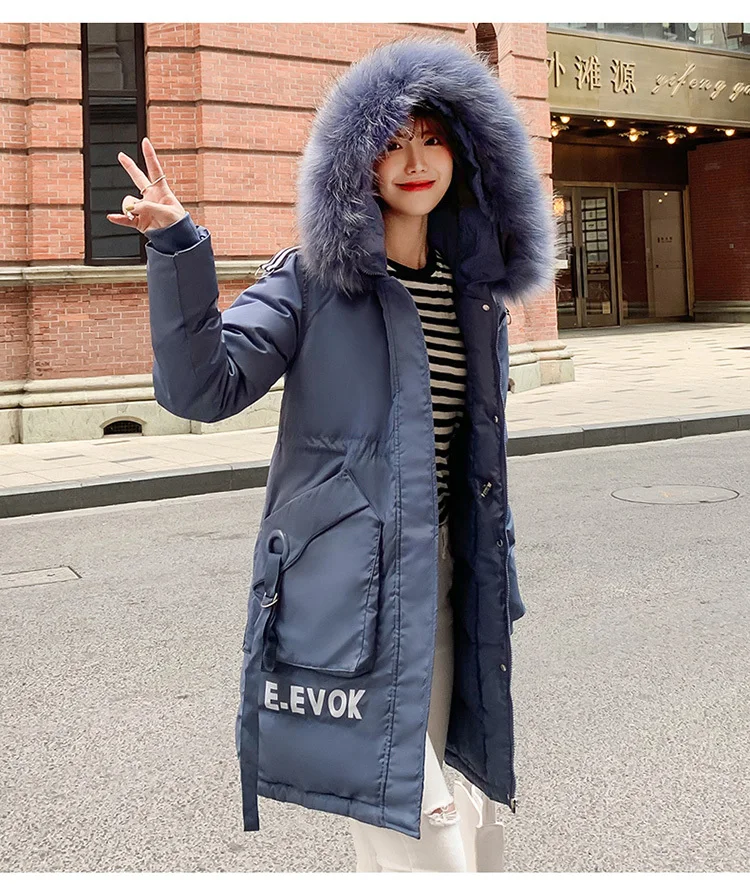 Зимняя куртка женская парка с большими карманами меховой воротник Manteau Femme Hiver Campera Mujer размера плюс Bayan теплое длинное пальто