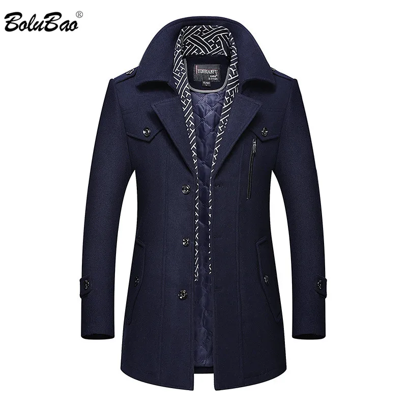 BOLUBAO Winter Brand Men Wool Blend Coats Men's Thick Warm Wool Blend Overcoat Luxurious Fashion Wool Coat Male BOLUBAO Winter Brand Men Wool Blend Coats Men's Thick Warm Wool Blend Overcoat Luxurious Fashion Wool Coat Male