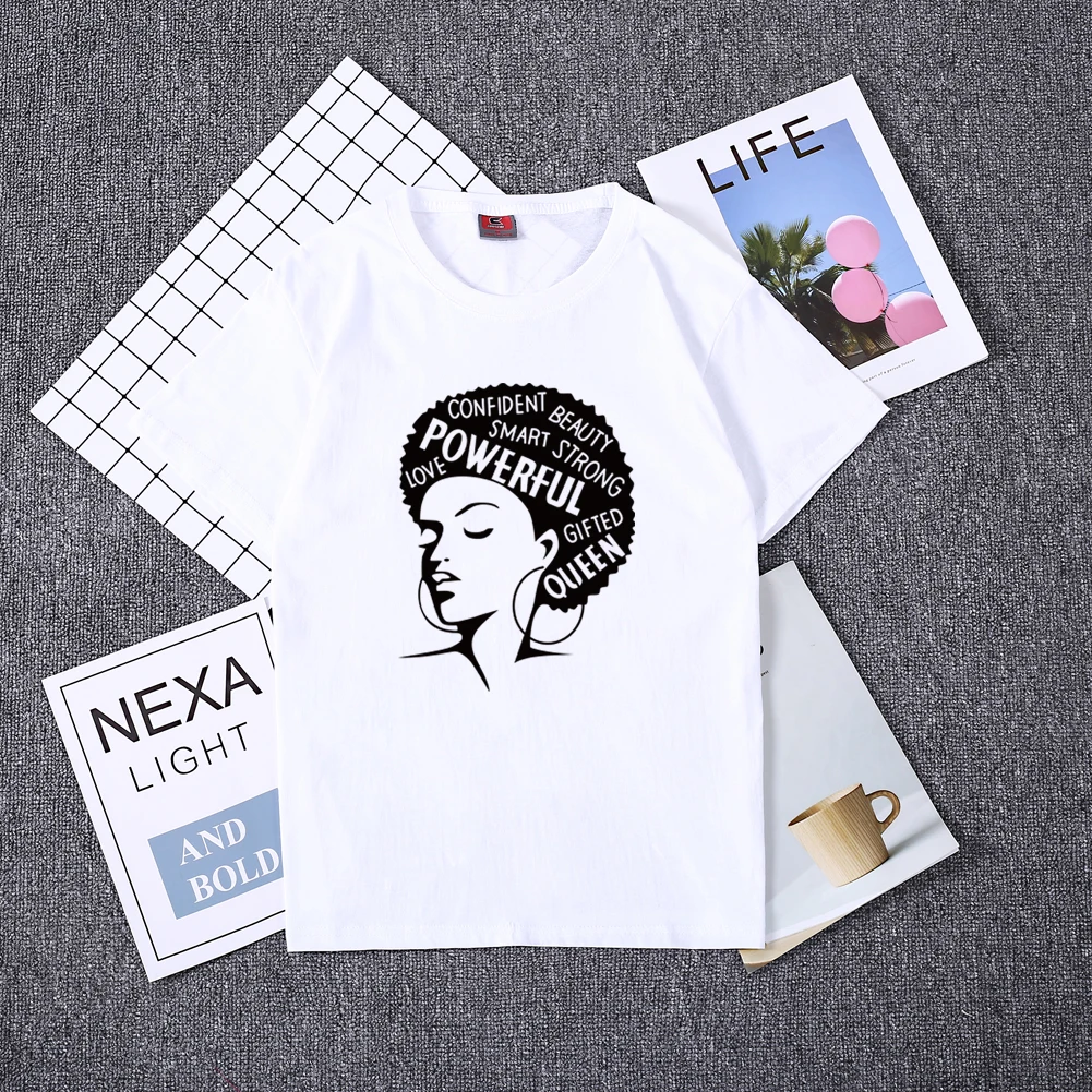 

Graphic Tees Women Summer Slim Kawaii Women T Shirt Polyester High Quality Female Print Powerful Girl Independence Day T-shirt