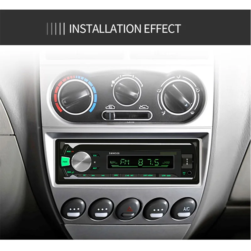 Автомобильный стерео MP3-плеер FM беспроводной AUX Bluetooth 4,0 многофункциональная 12V 50W красочная функция освещения