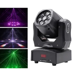 Lumière Laser LED 6x15w CREE à tête mobile avec 50MW, éclairage de scène pour fête et mariage 