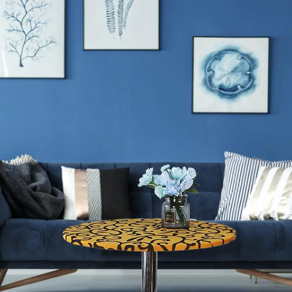 Простой современный упругий стол круглая скатерть с принтом протектор