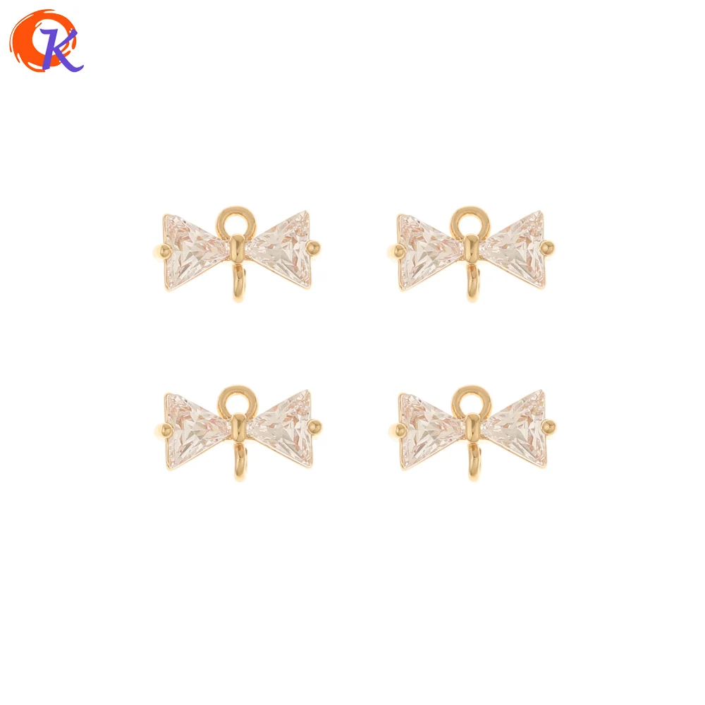 Cordial Design 100Pcs 7*12MM Jewelry Accessories/Hand Made/Connectors/CZ Charms/Bowknot Shape/DIY Making/Earring Findings - cordial