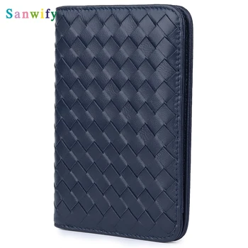 

Black/blue/dark Yellow Color Passport Cover Luxury Knitting Men Passport Case Women Credit Card Holder Wallets Mini Wallet