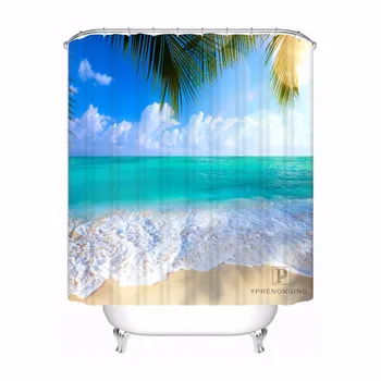 

Custom Natural Scenery Palm Tree Shower Bath Curtain Mildewproof Waterproof Polyester Various Sizes#0421-21-34