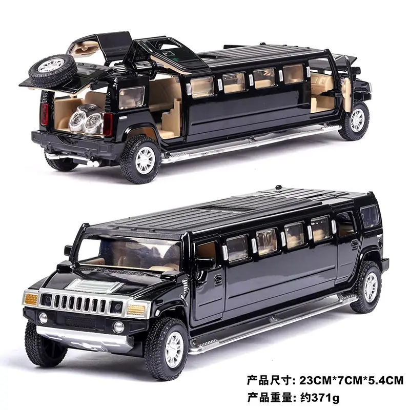 Модель автомобиля hummer из 1:32 сплава, удлиненная версия, светильник hummer, музыкальная модель автомобиля, коллекция игрушек, подарок для мальчика
