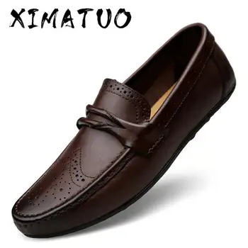 

Men Loafers Shoes Genuine Leather Casual Sneakers Male Fashion Carved Boat Footwear Soft Dress Party Shoes Men Chaussure Homme