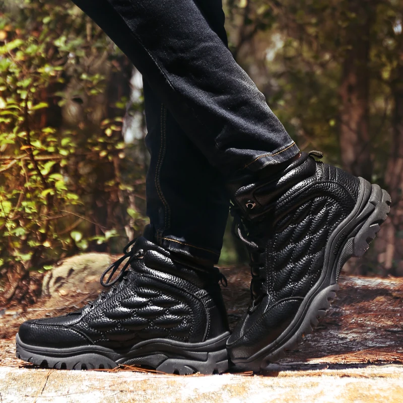 Новые теплые зимние мужские ботинки зимние ботинки из натуральной кожи Мужская зимняя рабочая обувь мужские военные меховые ботильоны для мужчин