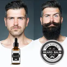 2pcs Set Beard Oil Beard Cream Natural Nourishing Supple Care Beard Care Set For Men Repair Fragile Hair Follicles