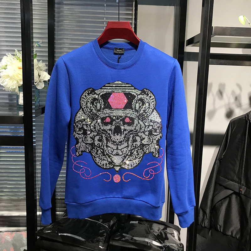 

Origina Winter Men's Hoodie Loose Trend Hot Diamond Design High Quality Plus Velvet Warm Pullover Oversized