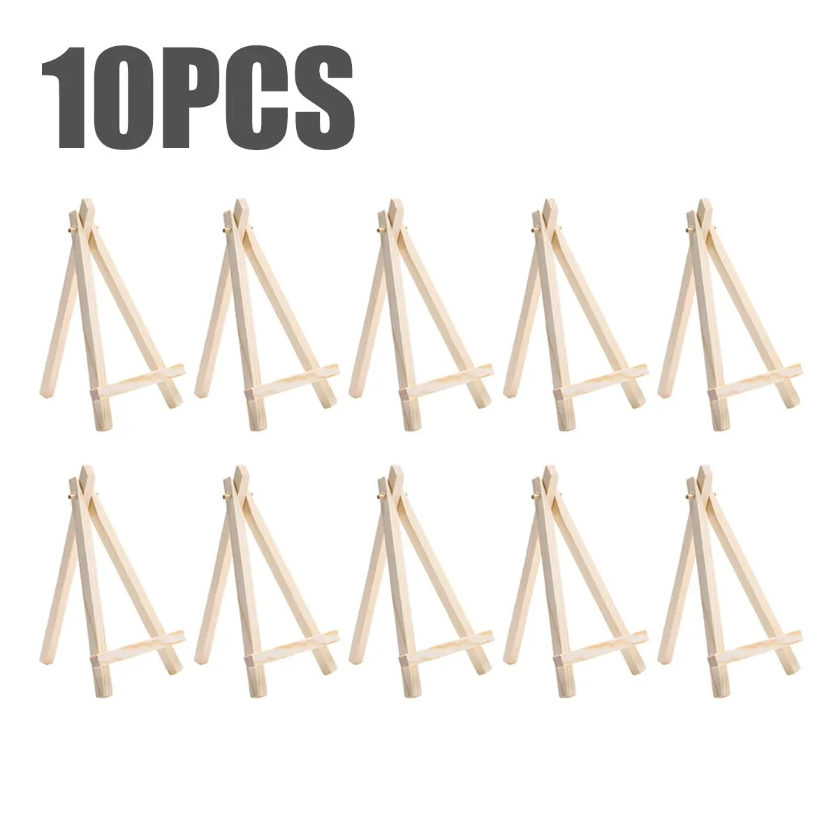 10Pcs Wood Mini Easel Frame Triangle Wedding Table Card Stand Display Holder Holder Children Painting Craft Artist Supplies 1pc mini artist wooden easel wood wedding table card stand display holder for paiting decoration