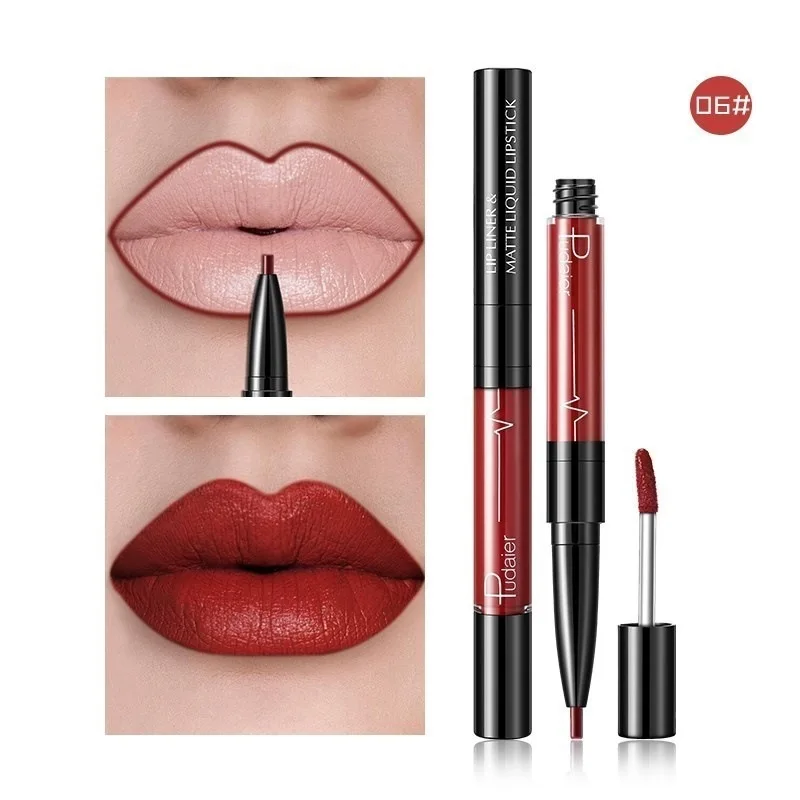

2 In1 Matte Lip Gloss Lip Liner Sexy Red Matte Lip gloss Sexy Liquid Lip Gloss Matte Long Lasting Waterproof Cosmetic Beauty Ke