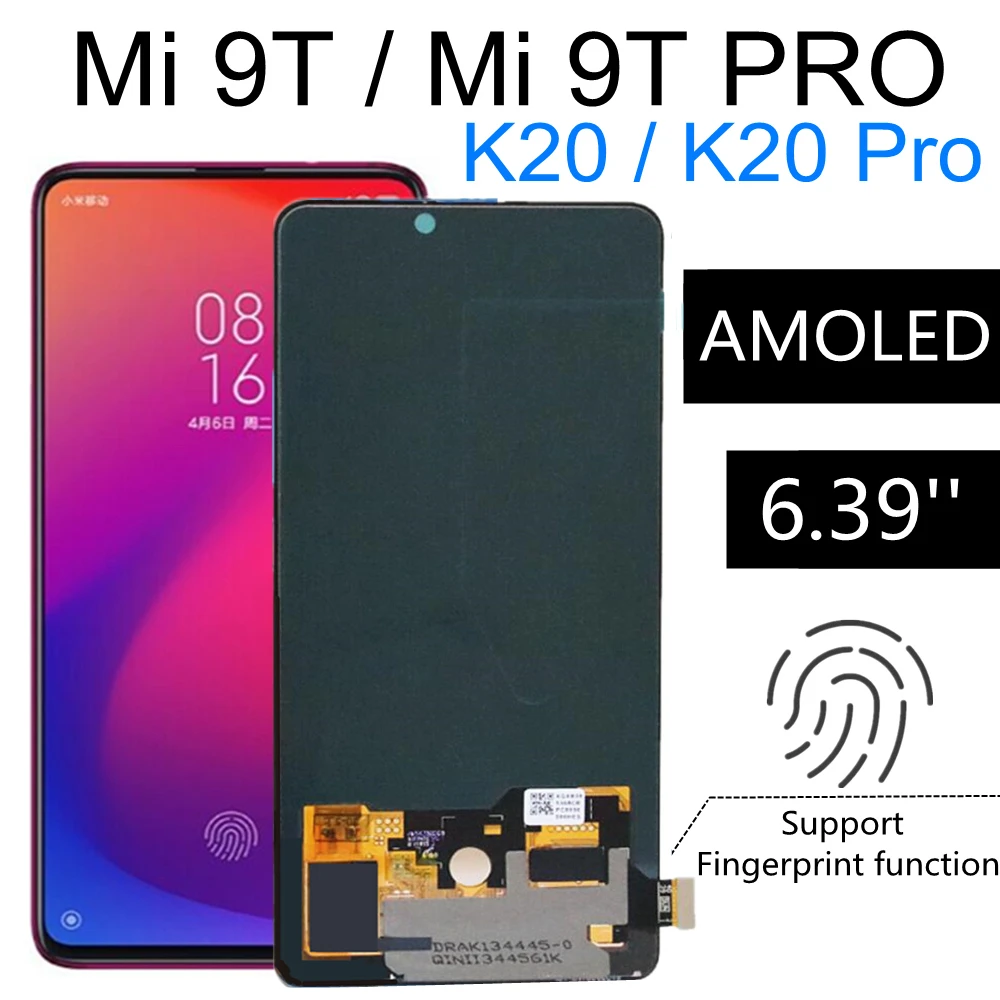 ЖК-дисплей AMOLED 6 39 дюйма для Xiaomi9T MI9T Pro Redmi K20 сменный сенсорный экран PRO со сканером