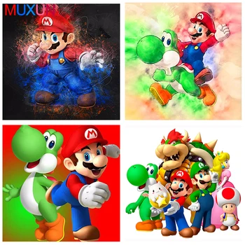 

Full Round 5D Div Diamond Painting Cartoon Super Mario Childhood Memory Diamond Rhinestone Embroidery Home Decoration Gift Ep079