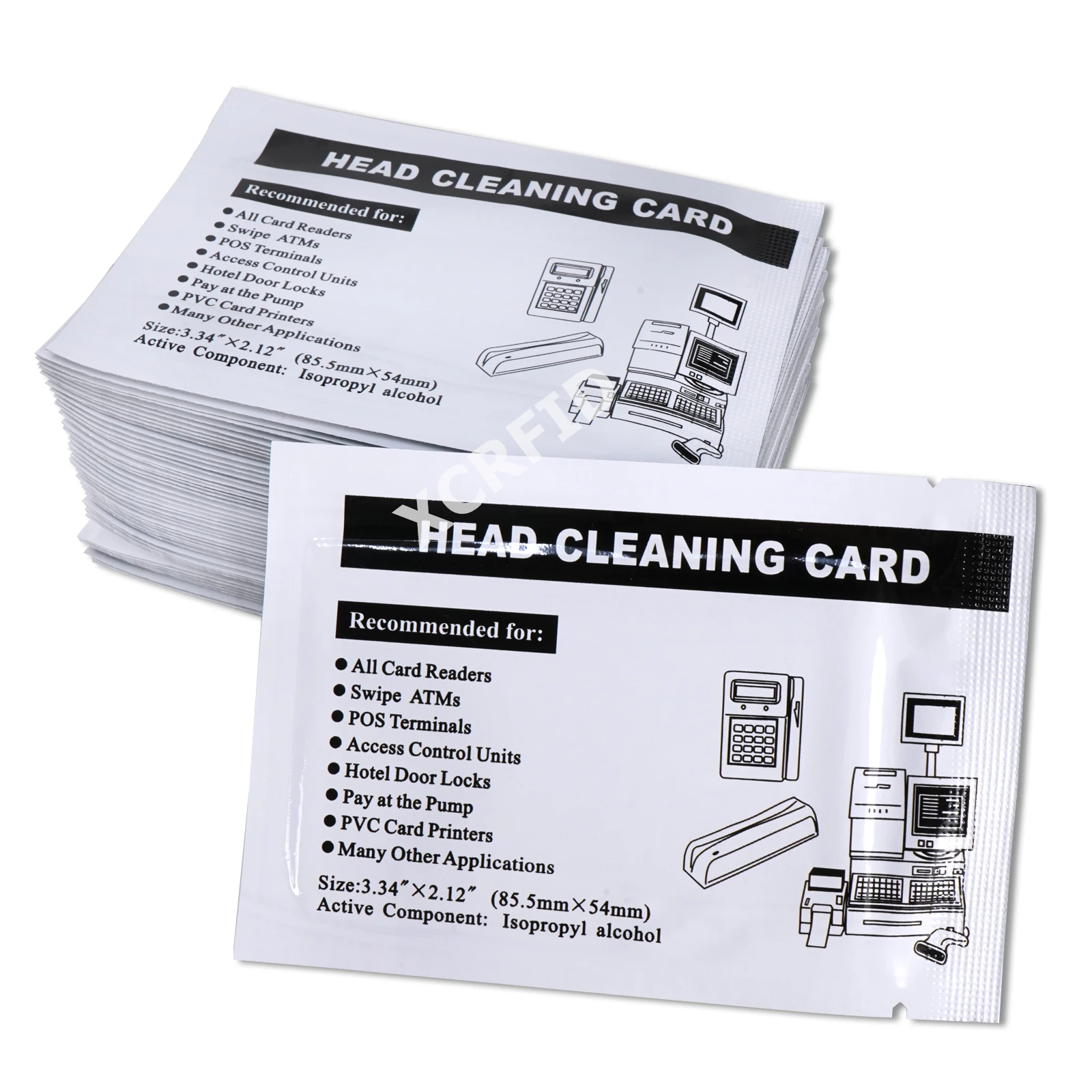 Double Sided Pre saturated Head Cleaning Card for Swip ATMs, POS