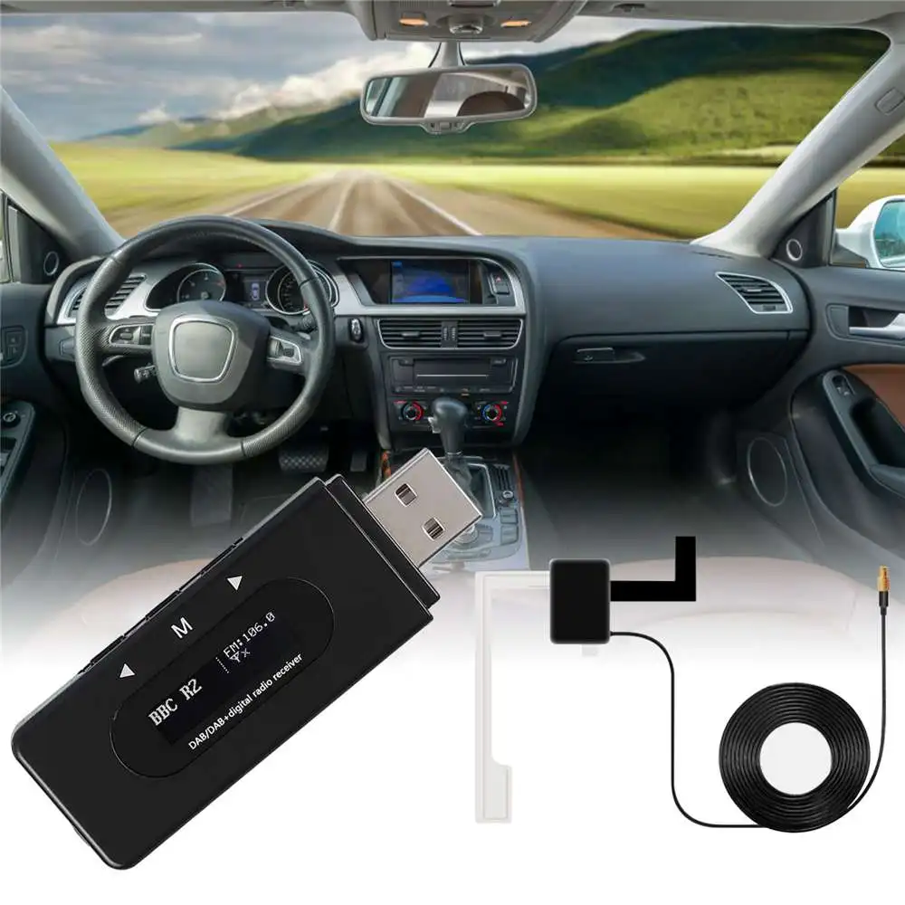 

USB Car DAB Digital Radio Tuner Receiver FM Transmitter OLED Display Car DVD Digital Audio Broadcast USB Player Tuner For Europe