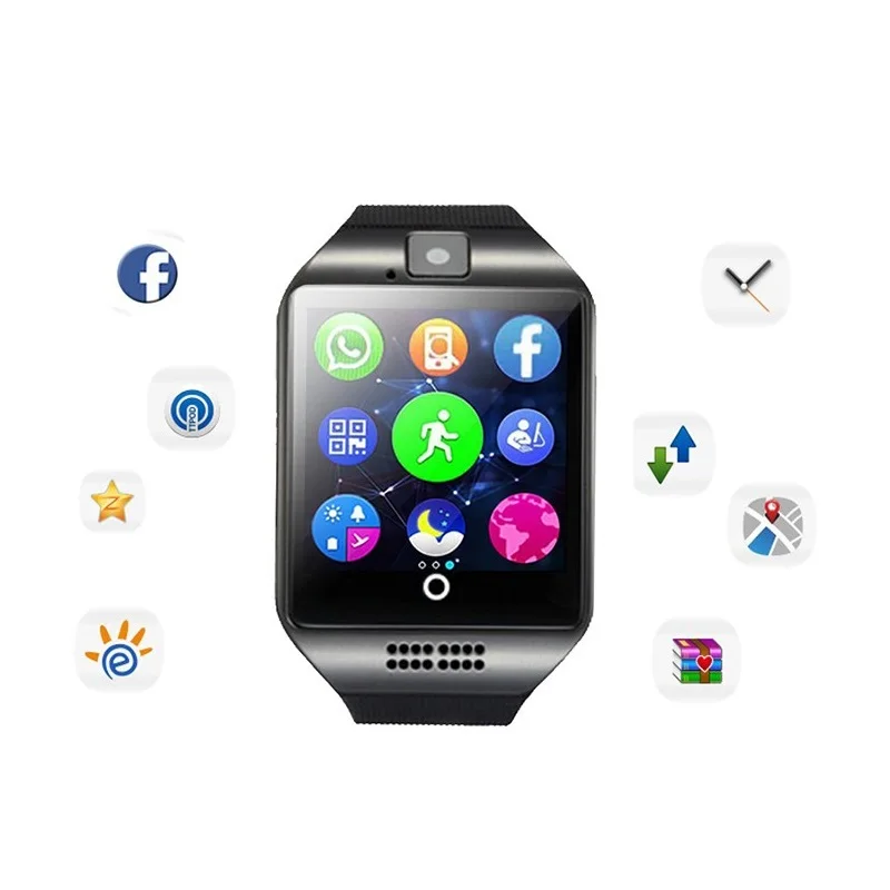 Q18 Men Smart Watch With Camera Touch Bluetooth Call Watch Music Play News Push Fitness Tracker Sports Watch Support SIM TF Card
